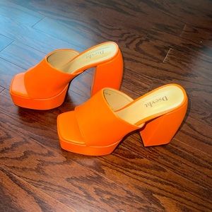 Orange platform high heels